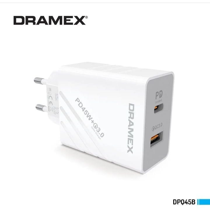 DRAMEX DPQ45B TYPE-C / USB-A 45WPD ŞARJ BAŞLIK